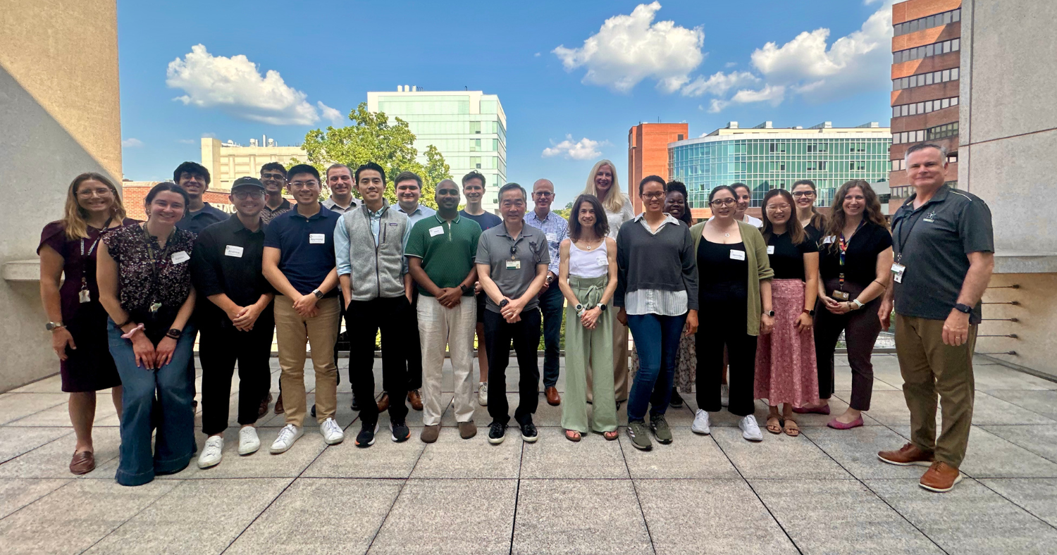 MSTP students and faculty gather outside at Vanderbilt University School of Medicine.