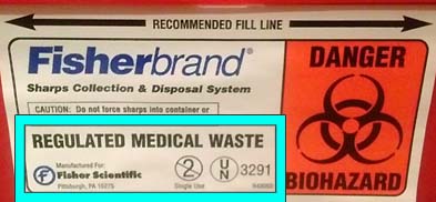 Sharps Container with DOT Shipping Label