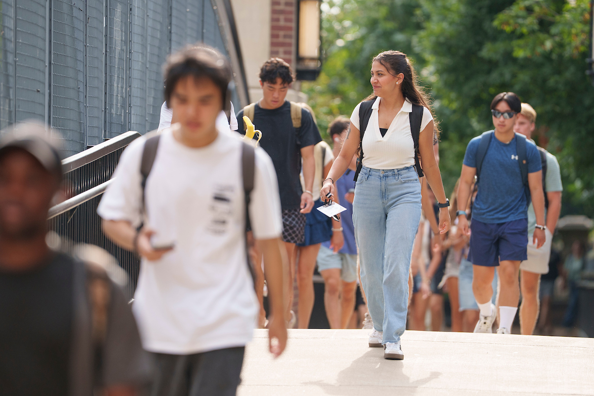 Vanderbilt students walking to class on campus