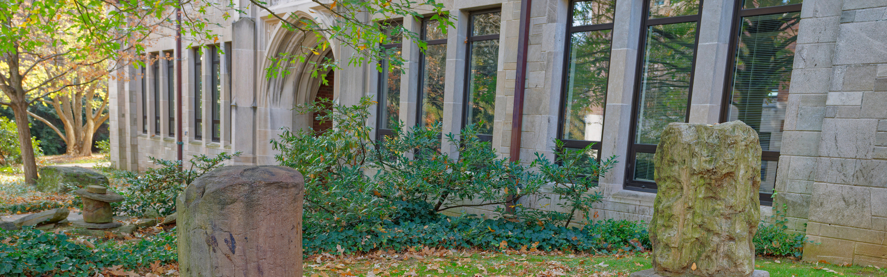 close up of Campus Statues - Rock Specimens