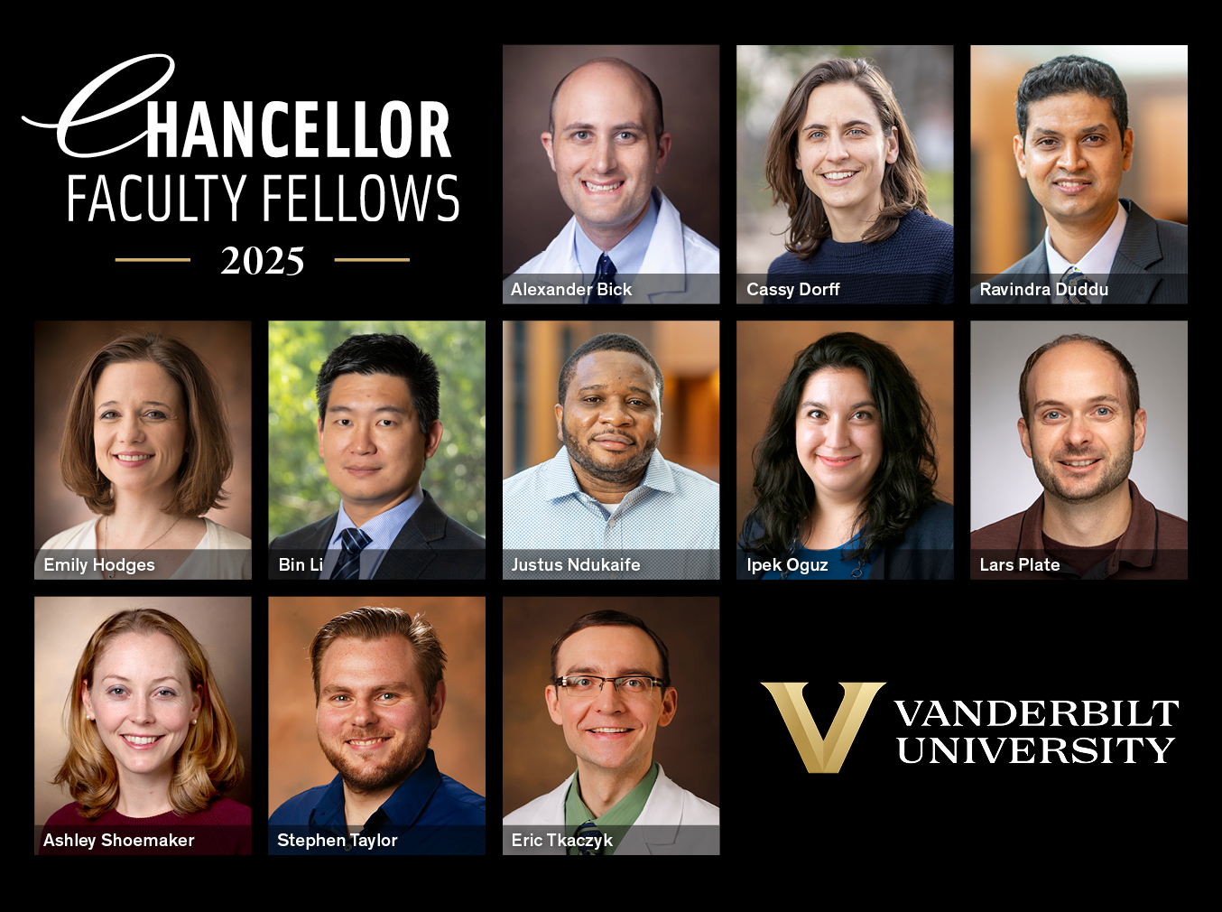 11 Vanderbilt faculty members selected as 2025 Chancellor Faculty Fellows