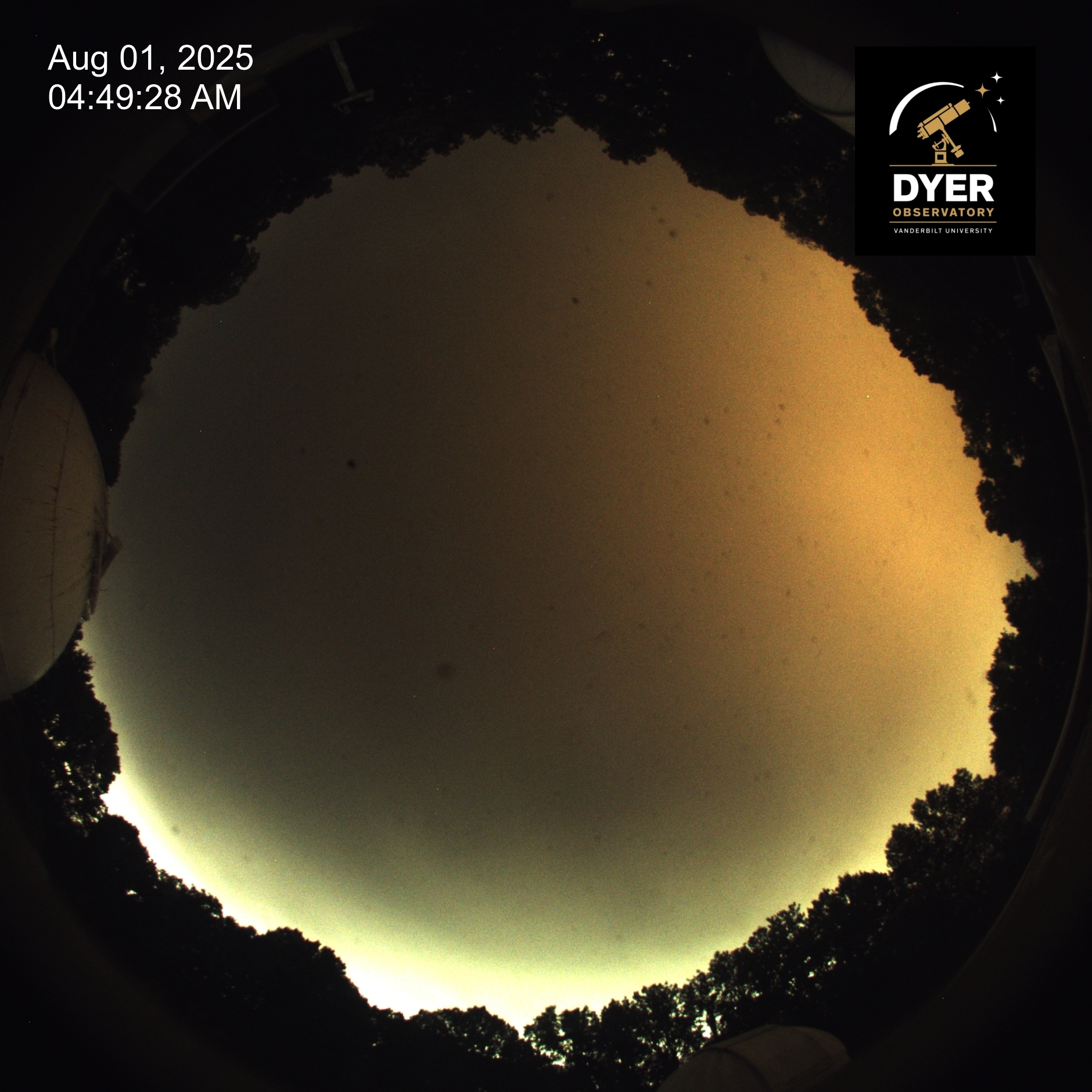 All-sky camera view above Dyer Observatory