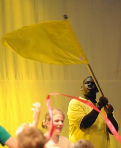 Child waving flag
