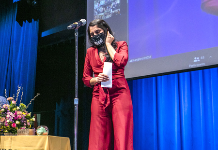 Karampreet “Peety” Kaur tears up after announcing her match.