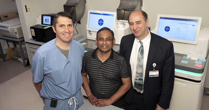 From left, Alexander Gelbard, MD, Suman Das, PhD, and Simon Mallal, MBBS, are among a team of researchers searching for the cause of a rare airway disease that almost exclusively affects adult, Caucasian women.