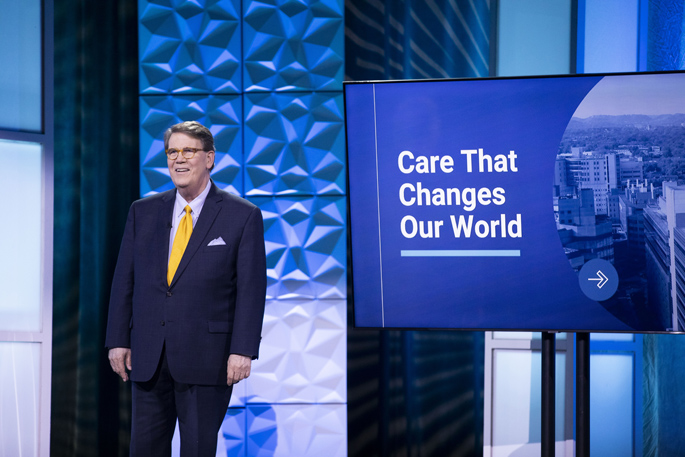 C. Wright Pinson, MBA, MD, Deputy CEO and Chief Health System Officer, spoke about VUMC’s commitment to providing excellent patient care and supporting a culture of safety. (photo by Susan Urmy)