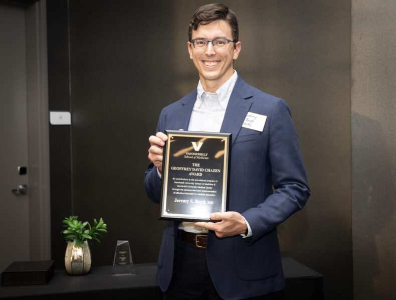 Jeremy Boyd, MD, received the Geoffrey David Chazen Award. (photo by Erin O. Smith)