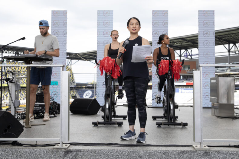 Cathy Eng, MD, was among the speakers at Clip in 4 the Cure. (photo by Erin O. Smith)