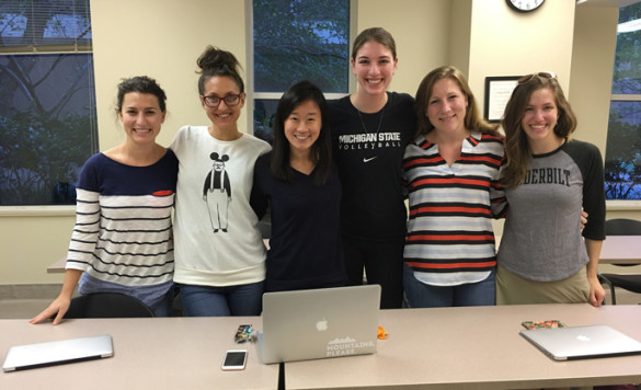 From left are Emilie Gelpi, Lex Ryan, Cynthia Tran, Maggie Halloran, Kaitlyn Breiten and Susannah Spero. Gelpi, Tran and Halloran are in the Women’s Health Nurse Practitioner program and Spero and Ryan are Family Nurse Practitioner students.