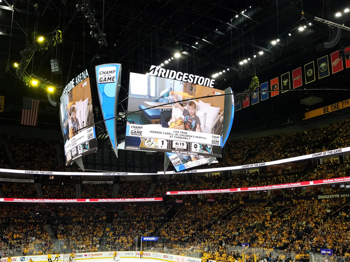 New this season, a Monroe Carell Jr. Children’s Hospital at Vanderbilt patient is featured on the jumbotron as a Vanderbilt Health Champ of the Game.