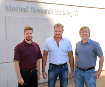 From left, Alex Waterson, Ph.D., Stephen Fesik, Ph.D., and Gary Sulikowski, Ph.D., are co-directors of the Vanderbilt Chemical Biology Consortium Dedicated Center. (photo by Steve Green)