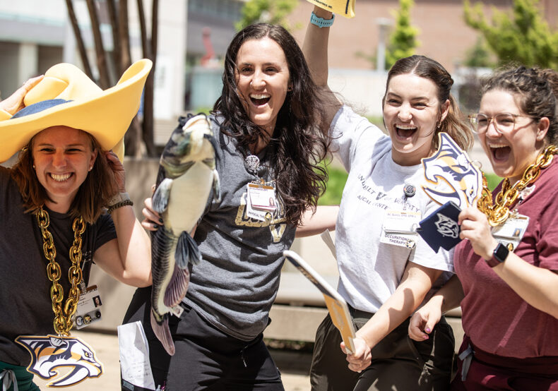 Audra Wallace, PT, DPT, left, Alanna Keenan, DPT, AC Gentle, ODT and Katie Quarles, ODT, OTR/L. (photo by Erin O. Smith)