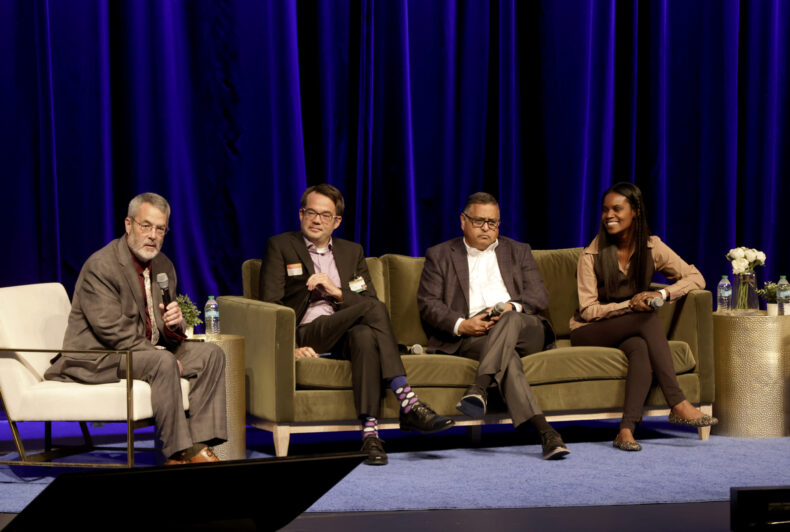 Warren Sandberg, MD, PhD, left, Jonathon Wanderer, MD, Neal Patel, MD, MPN, and Yaa Kumah-Crystal, MD, were among the speakers at the symposium. (photo by Donn Jones)