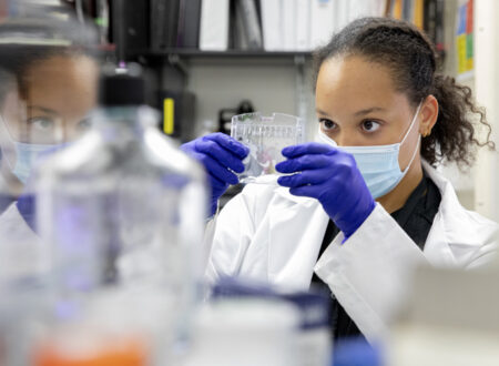 Rocio Rosa, Aspirnaut Program intern, works while NBC was on-site filming the Aspirnaut Program at VUMC on July 8. 