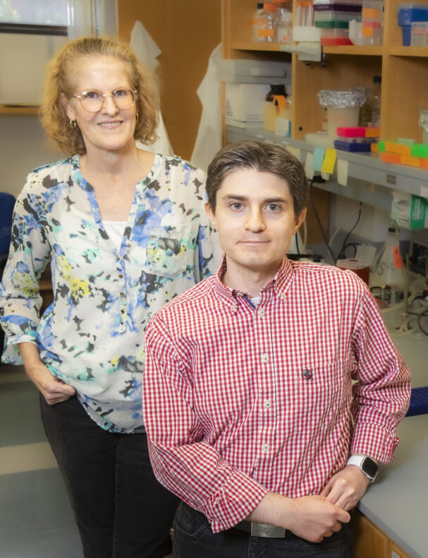 Michelle Southard-Smith, PhD, and graduate student Joseph Benthal. (photo by Susan Urmy)
