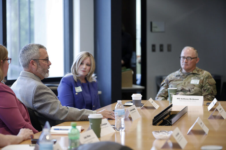 Warren Sandberg, MD, PhD, chair of the Department of Anesthesiology and Chief of Staff at Vanderbilt University Hospital, shares how the soldiers benefit clinical operations throughout the hospital. (Photo by Donn Jones)