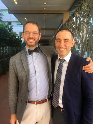 Vanderbilt’s Jay Wellons, M.D., MSPH, left, with Mater Mother’s Hospital’s Martin Wood, M.D., in Brisbane, Australia.