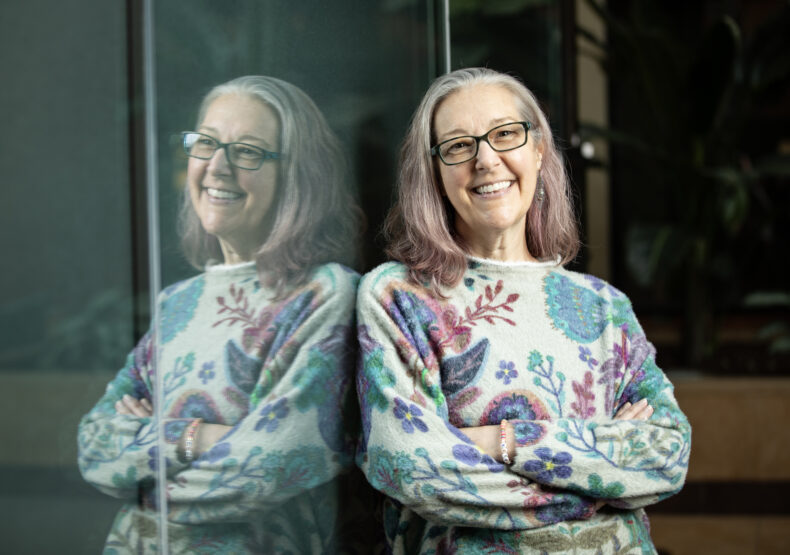 A year after her lung transplant, Amanda Atkins is back to enjoying hiking, walking her dog and being with family and friends. (photo by Erin O. Smith)