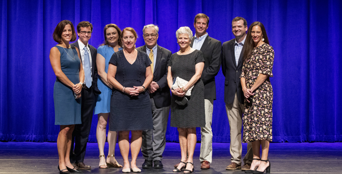 From left are Sarah Jaser, PhD, John Long, MD, Lindsley Long, Rebecca Swan, MD, Steven Webber, MBChB, MRCP, Becky Long, Matt Long, Dan Garry and Emily Garry.