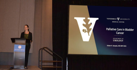 Kristen Scarpato, MD, recently presented about the value of palliative care for patients with bladder cancer at the Vanderbilt Urology Society’s annual meeting. 