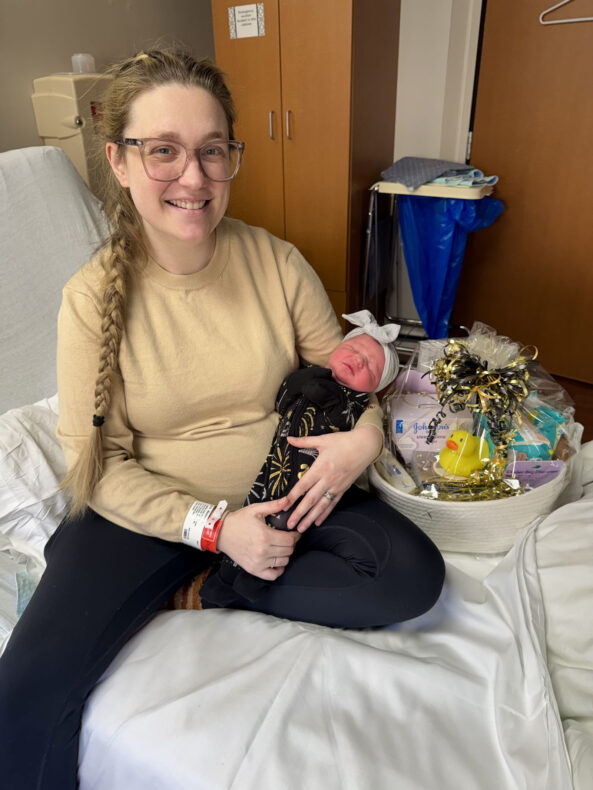 Finley Lynn Kirk, the first baby born at Vanderbilt Wilson County Hospital in 2026. Arriving at 12:45 a.m. on Jan. 1, Finley weighed 7 pounds, 14 ounces and measured 19 1/2 inches. Congratulations to mom Mallory, dad Cyle and sister Vivian.