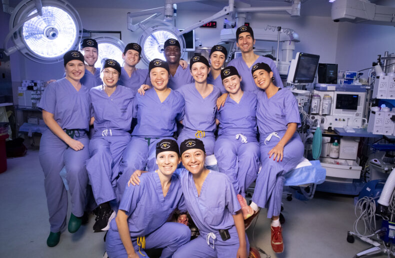 Otolaryngology-Head & Neck Surgery residents pose in a Vanderbilt University Hospital operating room. (photo by Susan Urmy)