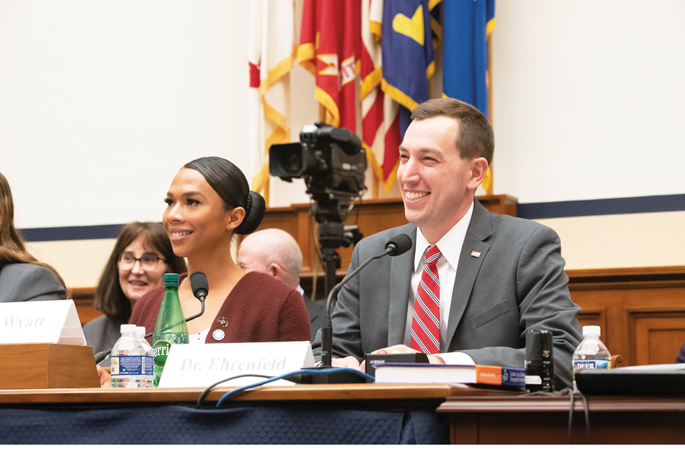 Vanderbilt’s Jesse Ehrenfeld, MD, MPH, right, testified Feb. 27 before the U.S. House Armed Services Committee on military policy affecting transgender service members. “There is no medical reason, including a diagnosis of gender dysphoria, to exclude transgender people from military service,” he explained to the Committee. Ehrenfeld, professor of Anesthesiology, Surgery, Biomedical Informatics and Health Policy and a Commander in the U.S. Navy Reserve Medical Corps, is also the chair-elect of the American Medical Association’s Board of Trustees.