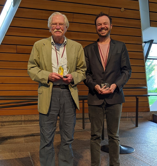 Vanderbilt’s Rafael Arrojo e Drigo, PhD, right, recently received a young investigator award named in honor of the scientist to his left, Robert Sorenson, PhD, professor emeritus at the University of Minnesota