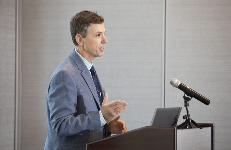Adam Watts, associate vice president of Planned Giving at VUMC, thanked the attendees for their philanthropic support that will impact the future of health care for patients here and beyond. Since the group began in 2016, the Canby Robinson Legacy Circle has grown to more than 350 active members. (photo by Susan Urmy)
