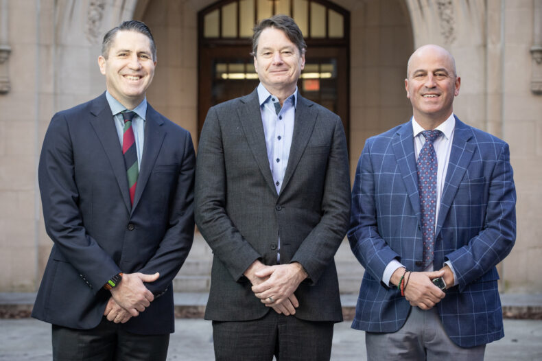 From left are are Alexander Gelbard, MD, Eben Rosenthal, MD, and Marc L. Bennett, MD, MMHC. (photo by Erin O. Smiteh)