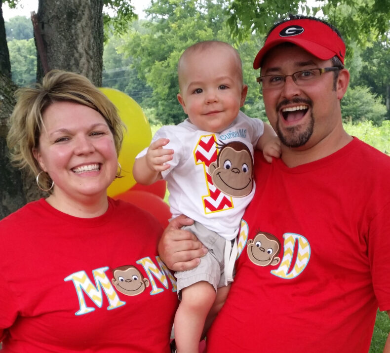 Brandi, Hunter and MAC Carmichael at MAC’s first birthday party