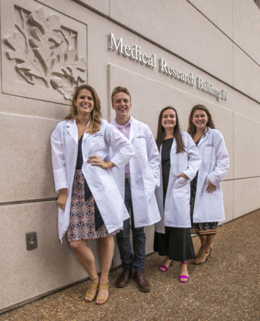 From left, Tierney Baum, Samuel Scott, Rebecca Buchanan and Jordyn Sanner, among 65 new enrollees in the Interdisciplinary Graduate Program