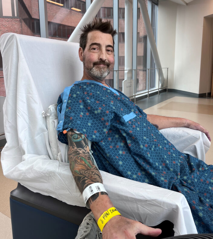 Mike Boston at VUMC following his transplant. 