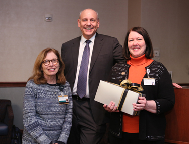 Lillian Nanney, Ph.D., right, with Bonnie Miller, M.D., and Neil Osheroff, Ph.D. (photo by Anne Rayner)