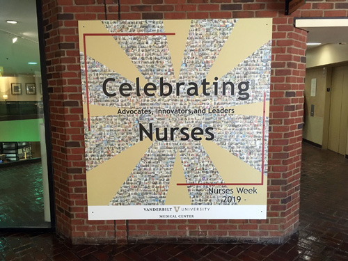 The murals honoring nurses are located at Vanderbilt University Adult Hospital and The Vanderbilt Clinic.