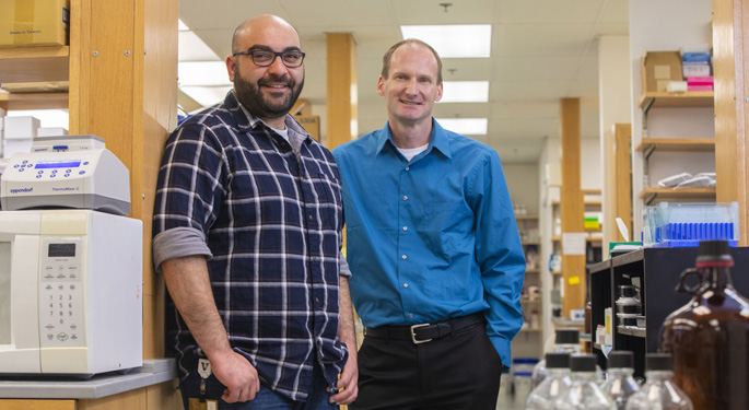 Kareem Mohni, PhD, left, and David Cortez, PhD, have discovered a new DNA repair pathway that guards against genomic mutations.