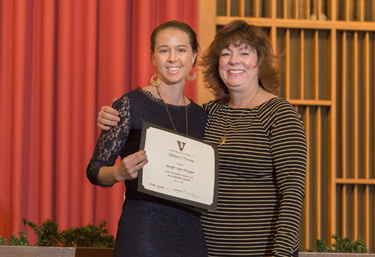 Jennifer Neczypor, right, was selected as outstanding student in the Nurse-Midwifery program. She is with Program Director Michelle Collins, Ph.D., CNM, R.N. (photo by Susan Urmy)