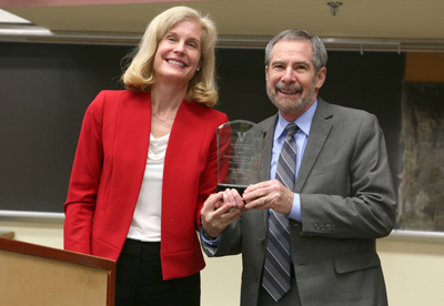 Douglas Lowy, M.D., acting director of the National Cancer Institute, here with Jennifer Pietenpol, Ph.D., recently spoke at Vanderbilt-Ingram Cancer Center. (photo by Anne Rayner)