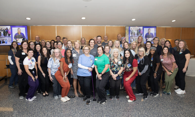 The Vanderbilt University Hospital group poses for a photo during the 2nd Annual QSRP Good Catch and Safety Superhero Celebration. (photo by Erin O. Smith)