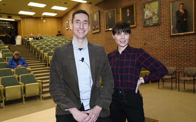 Lisa Bastarache, MS, research assistant professor of Biomedical Informatics, and Tony Capra, PhD, associate professor of Biological Sciences and Biomedical Informatics, described the intersection of genetics and electronic health records during last week’s Cutting-Edge Discovery Lecture. To watch a recording of their talk and for a list of upcoming Discovery Lectures, visit www.vumc.org/dls/.
