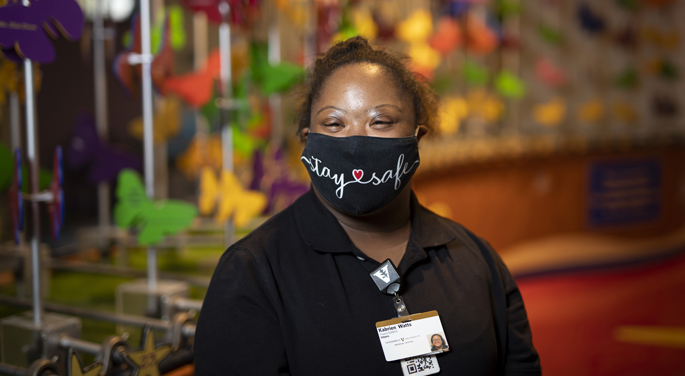 Kabrien Watts recently became the 100th employee hired through the Project SEARCH program.