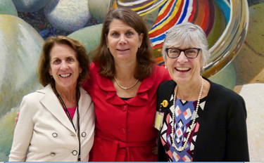 Among those celebrating the Master of Public Health Program’s 20th anniversary at Reunion Weekend were, from left, Marie Griffin, M.D., Kathleen Neuzil, M.D., MPH, and Kathy Edwards, M.D., MPH. (photo by Anne Rayner)