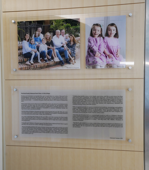 The clinic was supported by a philanthropic gift from Brenda and Colin Reed and family in honor of the life-saving fetal care for their twin granddaughters, Alice and Olivia, now 5.