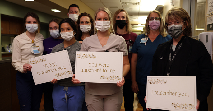 The VUMC Remembers virtual memorial service features staff testimonials of patients.