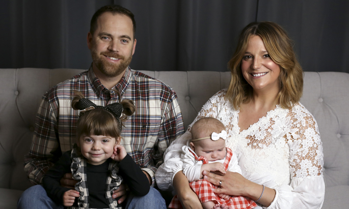 After receiving his LVAD, patient Brandon Cochran was able to leave the hospital and spend more time with his wife, Amy, and daughters Olivia and Stella.