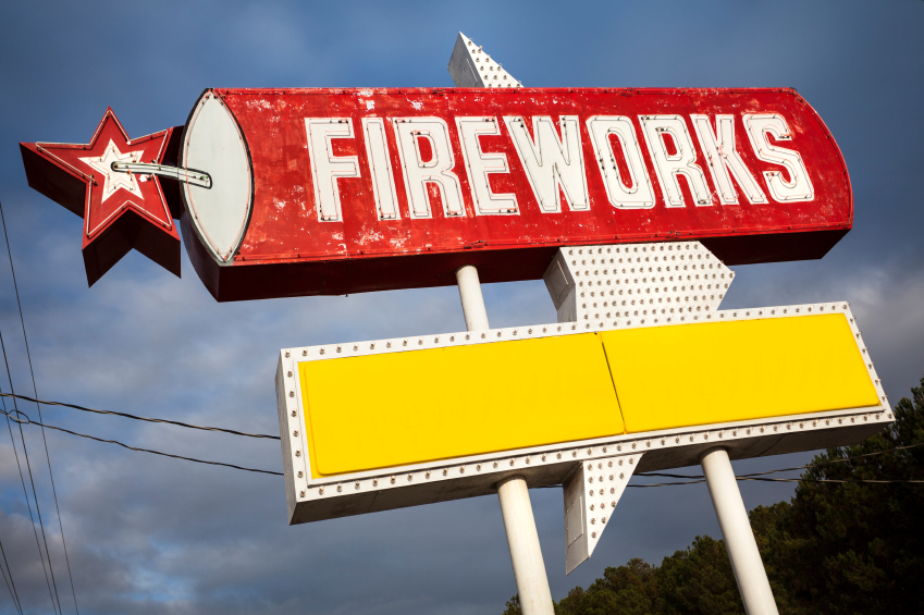 Fireworks for sale sign