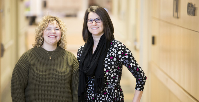 Elly Brokamp, MS, CGC, left, and Laura Duncan, MS, CGC, are certified genetic counselors with Vanderbilt’s Undiagnosed Diseases Network.