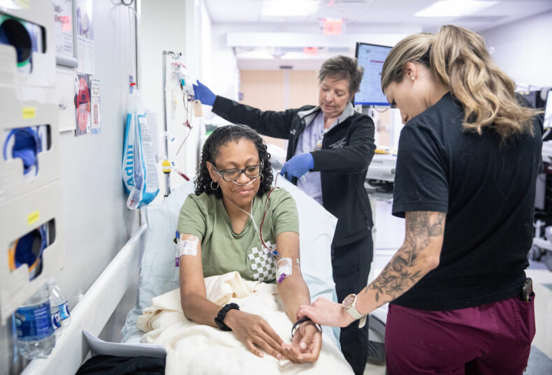 Sasha Bendolph receives treatment at Vanderbilt University Hospital’s Emergency Department for sickle cell disease. (photo by Erin O. Smith)