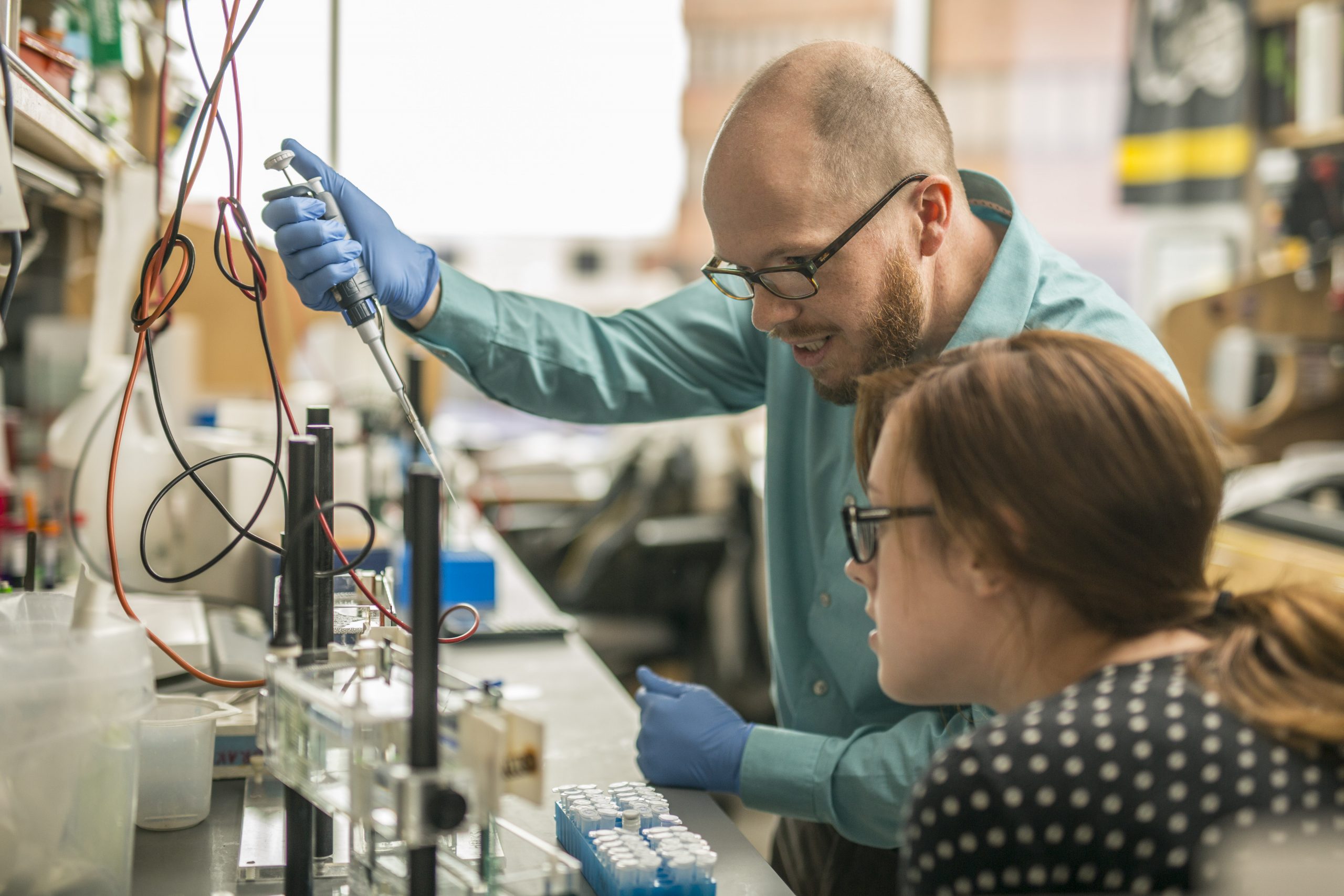 professor and student in a lab