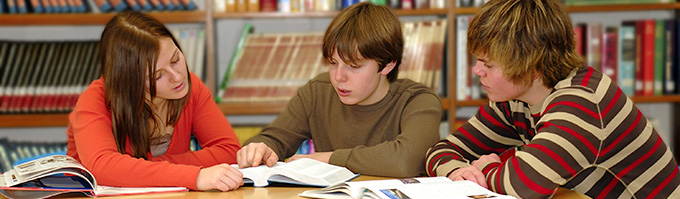 students reading